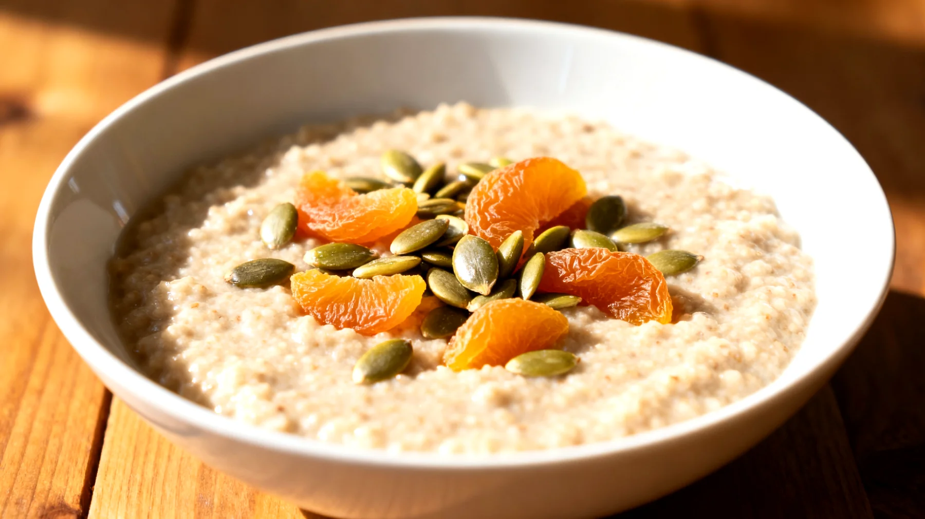 Amaranth-Porridge mit Kürbiskernen und Aprikosen"