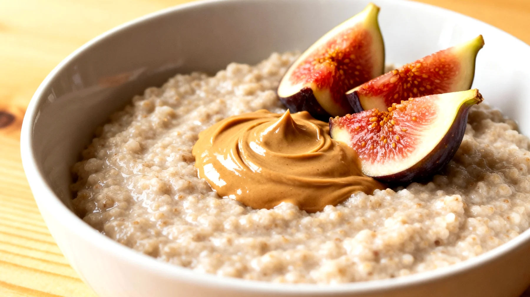Amaranth-Porridge mit Mandelmus und Feigen"