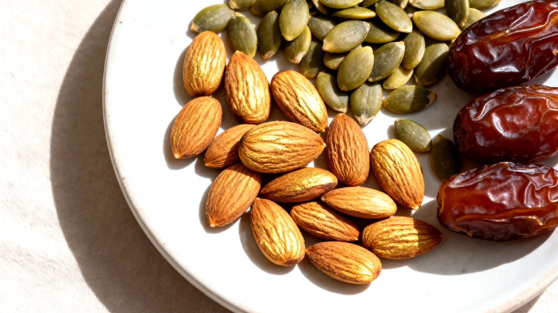 Mandorle attivate con semi di zucca e datteri"
