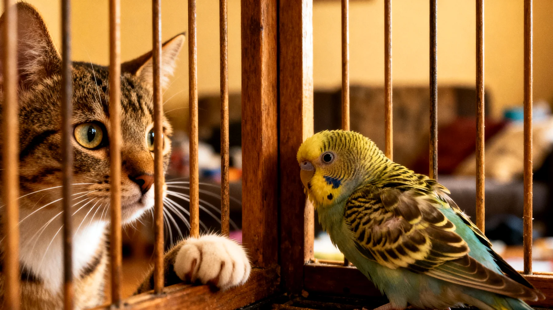 Wellensittiche zeigen Aggressivität oder Stress bei der Vergesellschaftung mit anderen Haustieren im Haushalt, was zu gesundheitlichen Problemen führen kann, die natürlich gelindert werden sollten"