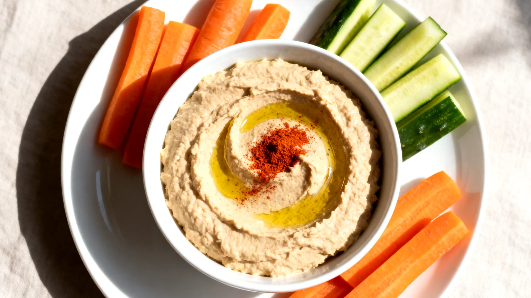 Lupinenbohnen-Hummus mit Gemüsesticks"